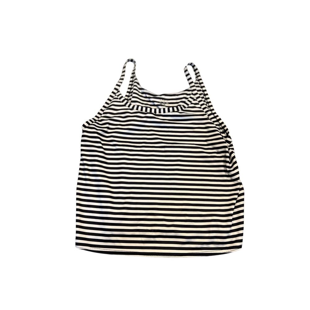 JoyLab women’s workout top size L mesh lower back black and white